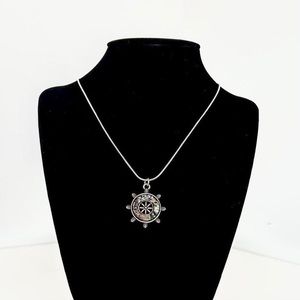 Sterling Silver Mermaid Core Pirate Ship Helm Necklace
